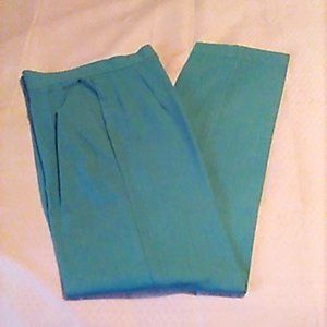 Sirje of California Size 7/8 Tall Vintage Dress Slacks Aqua High Waist 80's 1984